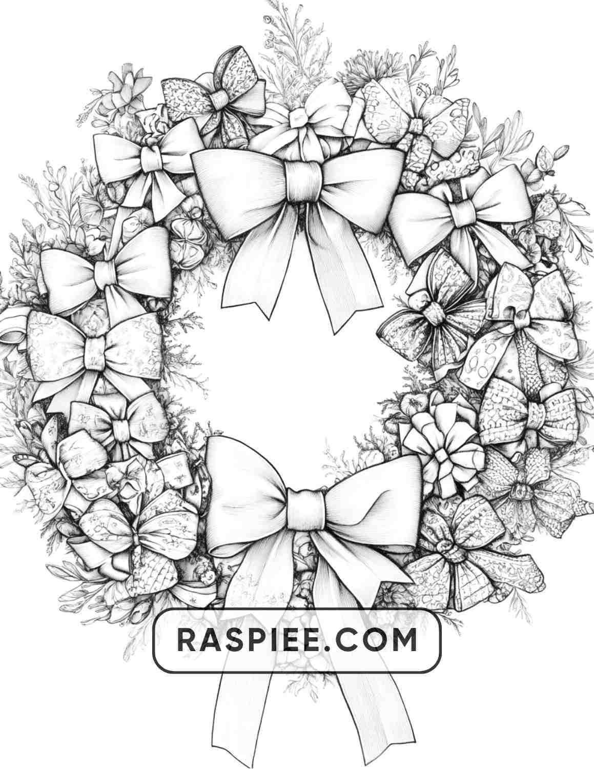 72 Christmas Wreaths Adult Coloring Pages