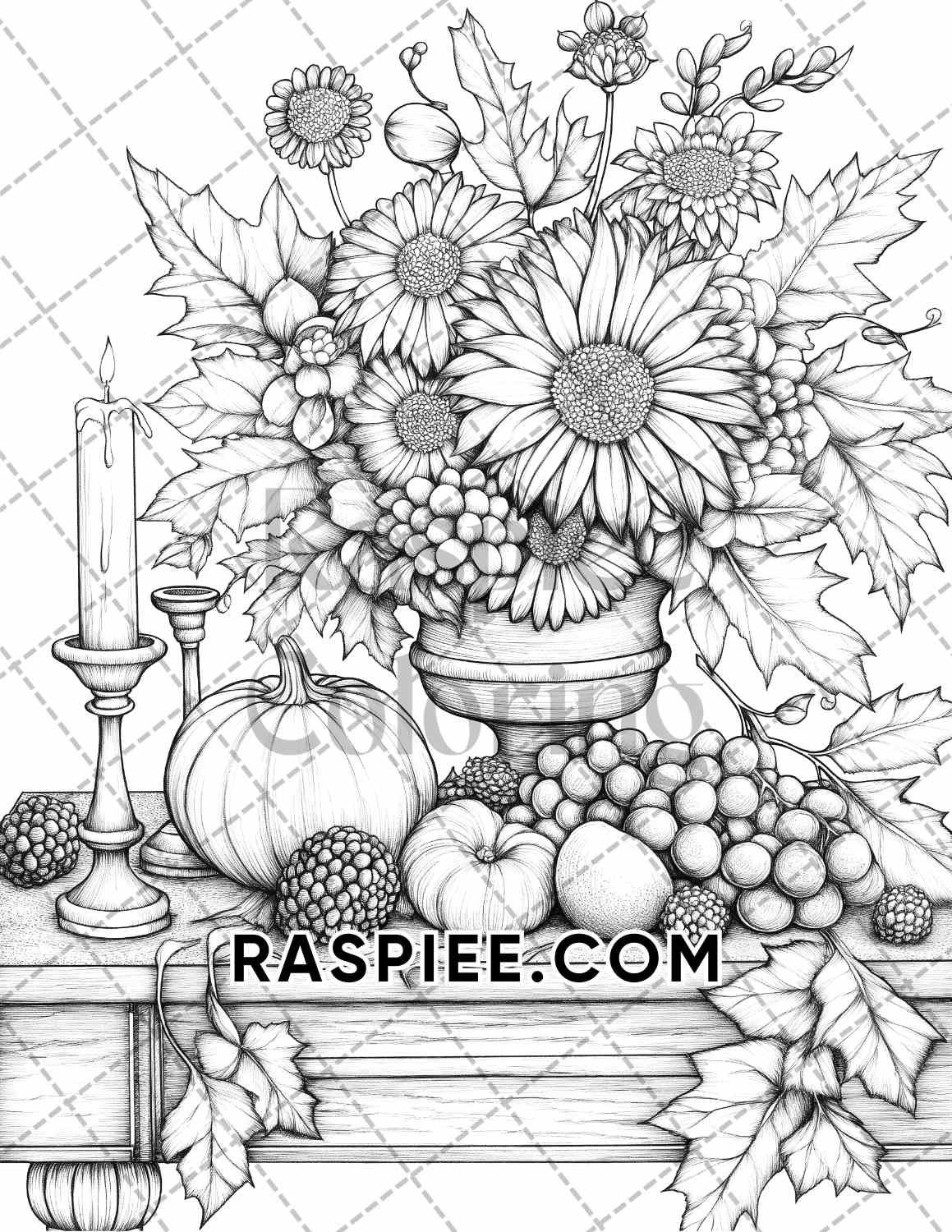 Autumn Charm Adult Coloring Pages Printable PDF Instant Download