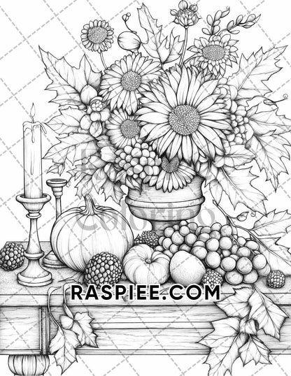 Autumn Charm Adult Coloring Pages Printable PDF Instant Download