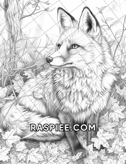 60 Relaxing Autumn Grayscale Adult Coloring Pages Printable PDF Instant Download