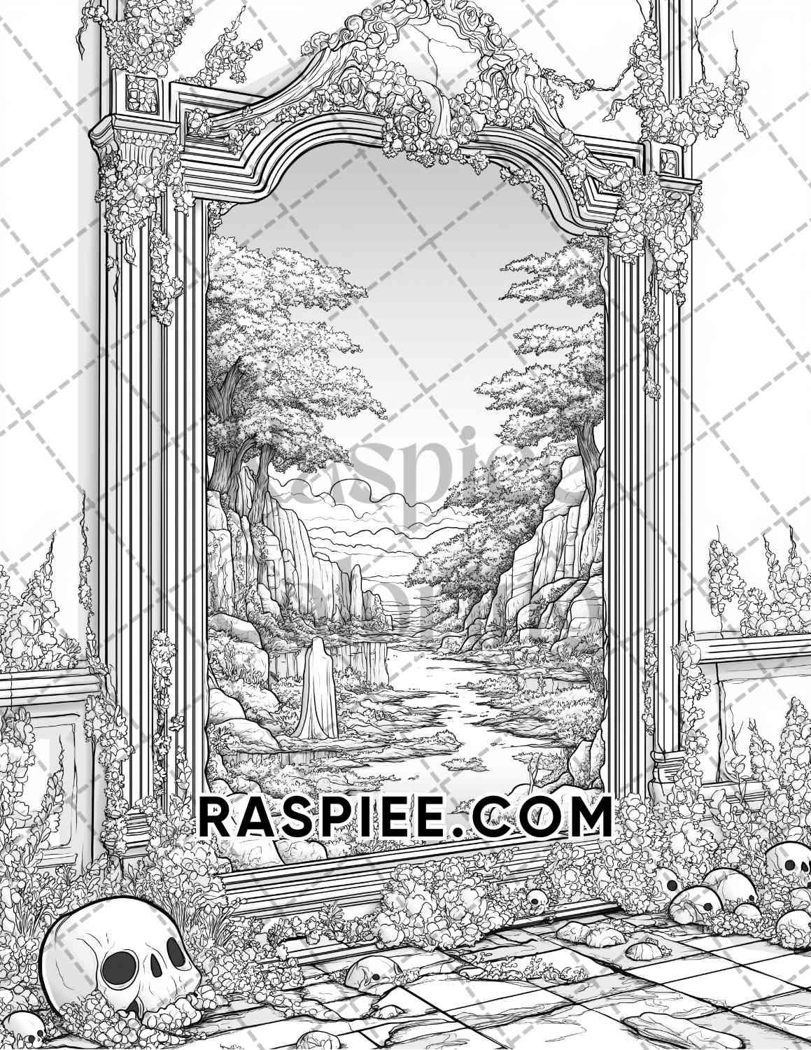 Halloween Surreal Adult Coloring Pages Printable PDF Instant Download