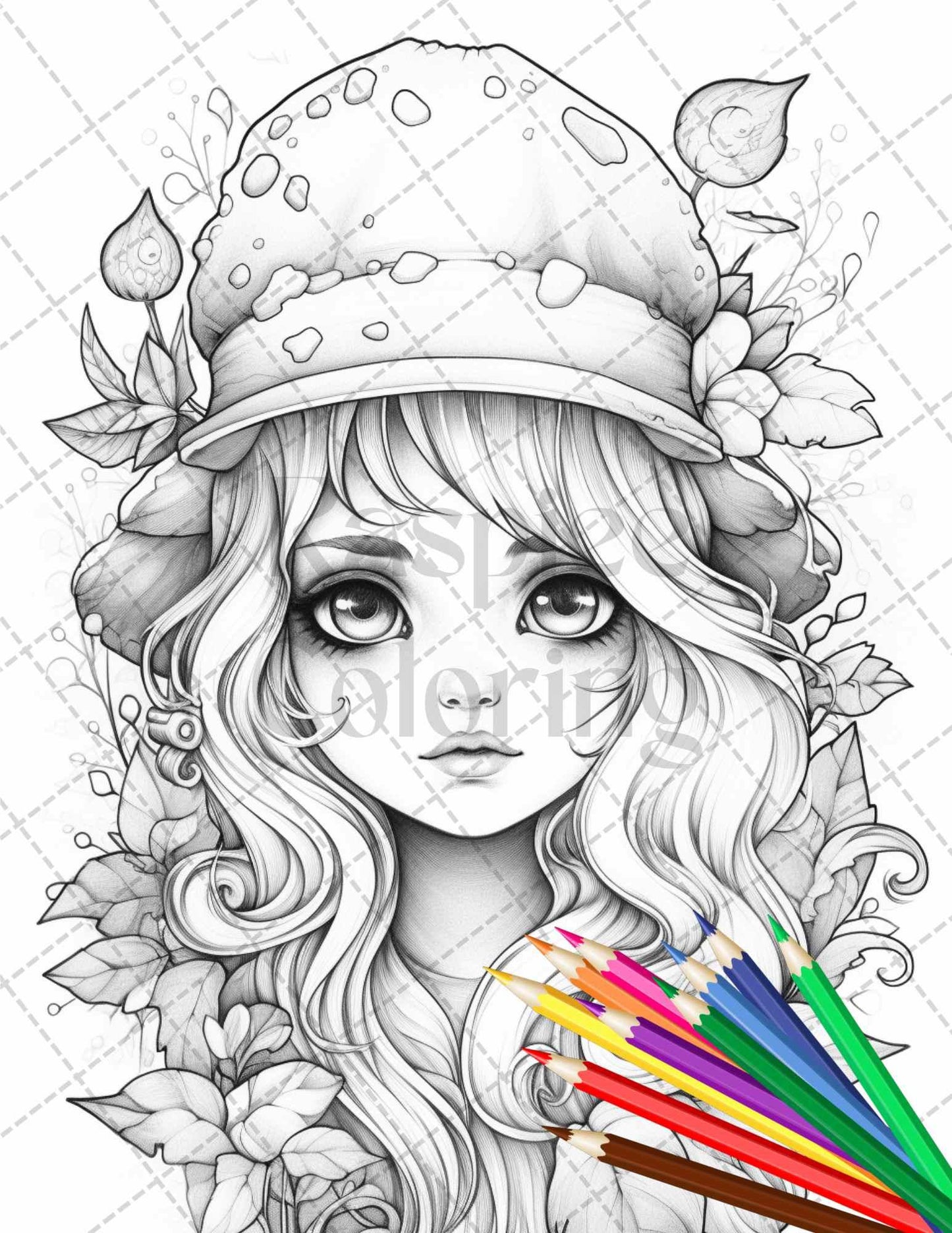 41 Adorable Gnome Girls Grayscale Coloring Pages Printable for Adults and Kids, PDF File Instant Download