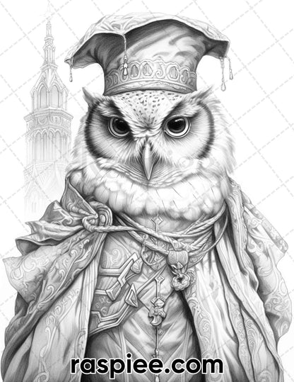 80 Gothic Animals Grayscale Adult Coloring Pages, Printable PDF Instant Download