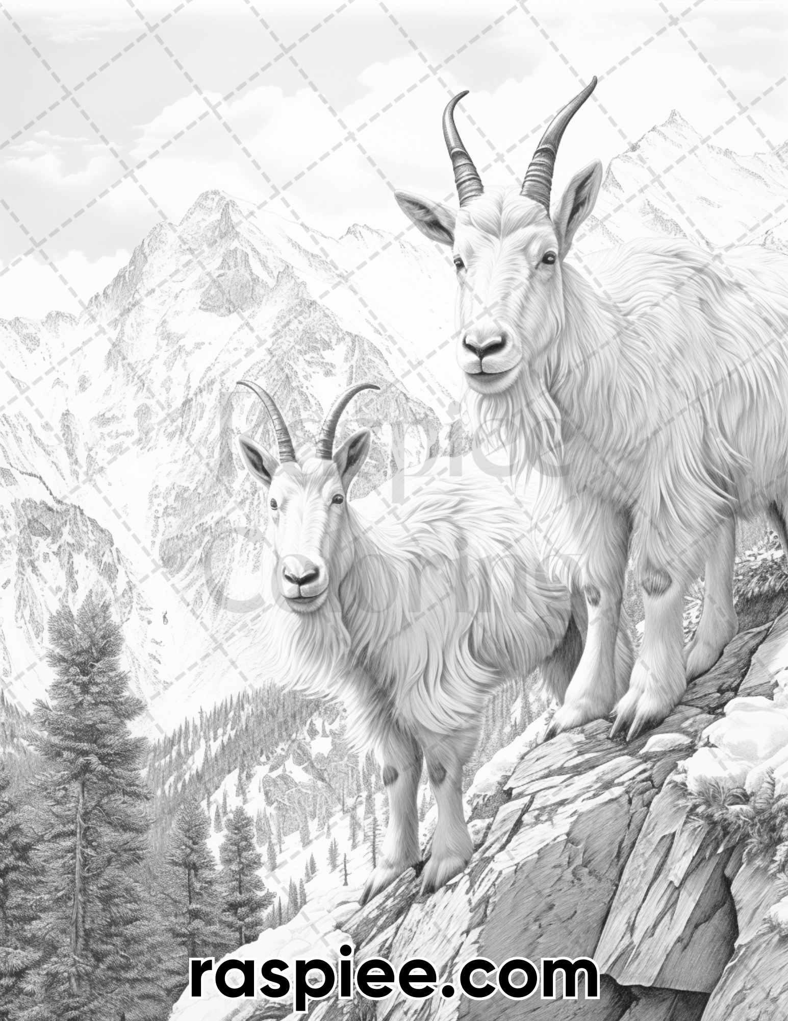 55 Winter Wildlife Grayscale Coloring Pages for Adults, Printable PDF Instant Download