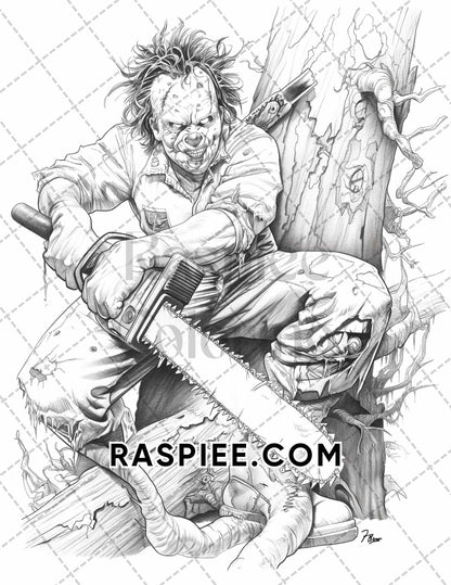 Freak Of Horror Halloween Adult Coloring Pages Printable PDF Instant Download