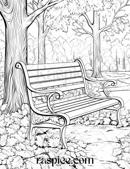 Autumn Vibes Grayscale Coloring Pages Printable for Adults, PDF File Instant Download