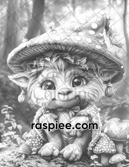 65 Fantasy Little Trolls Grayscale Adult Coloring Pages Printable PDF Instant Download