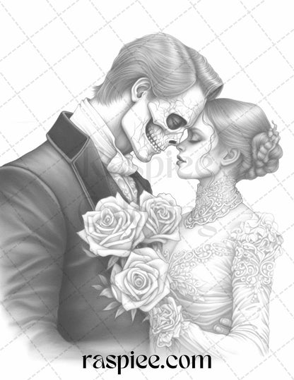 Phantom of the Opera Grayscale Coloring Pages Printable for Adults, PDF File Instant Download