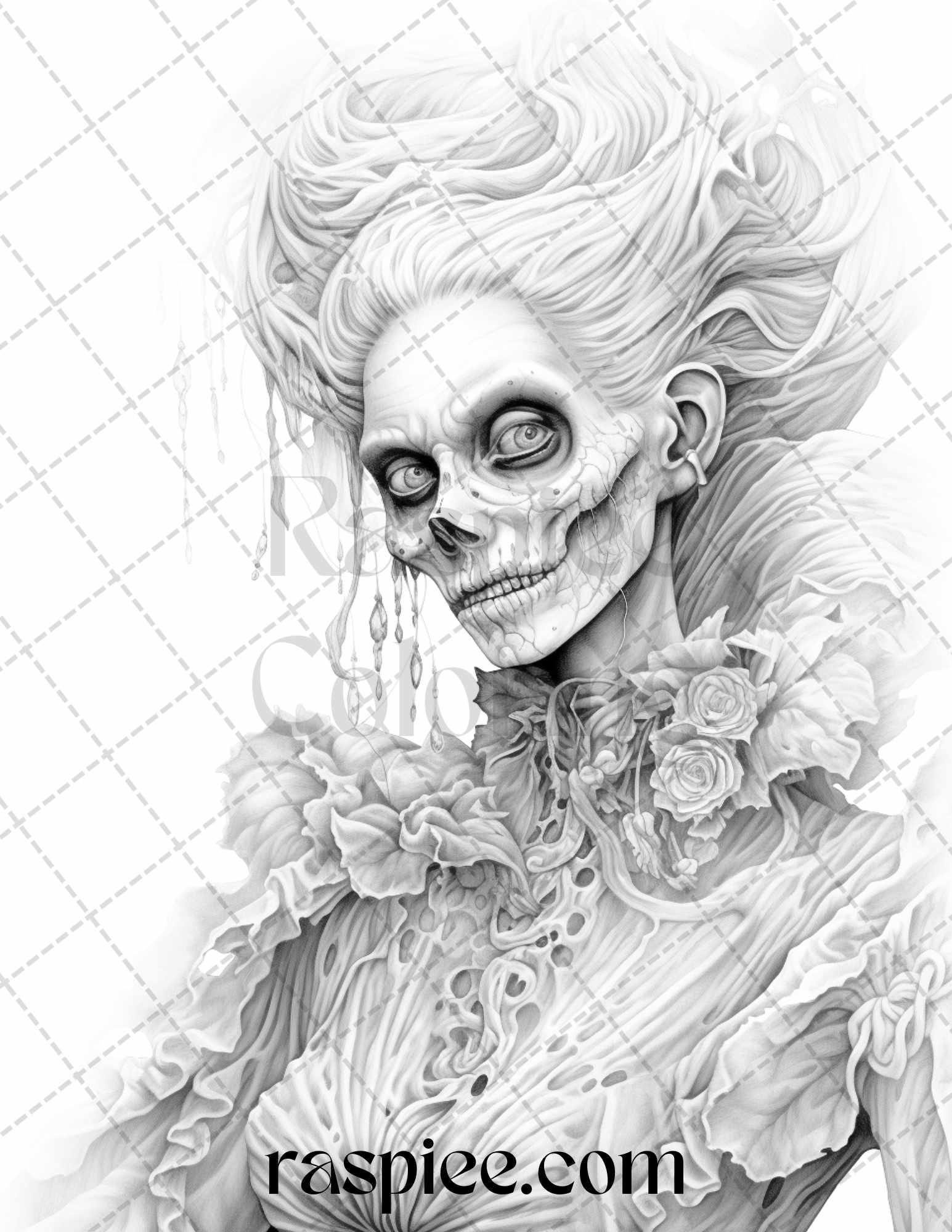 60 Halloween Victorian Era Grayscale Coloring Pages Printable for Adults, PDF File Instant Download
