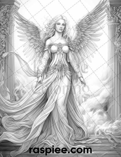 60 Merry Christmas Grayscale Coloring Pages Printable for Adult, Holiday Relaxation Art, PDF File Instant Download