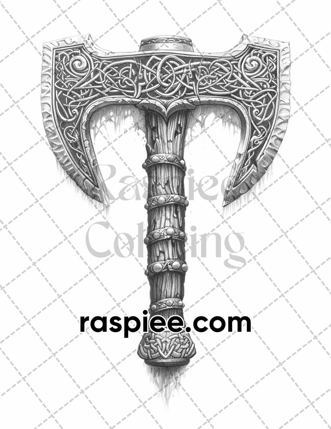 87 Viking Tattoos Grayscale Adult Coloring Pages Printable PDF Instant Download
