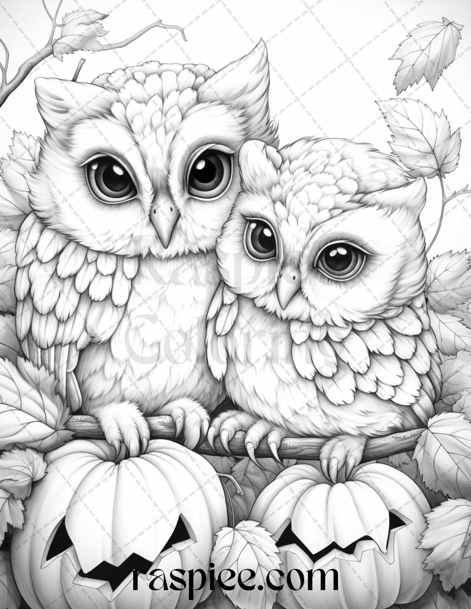 Autumn Animals Grayscale Coloring Pages for Adults and Kids, Printable PDF File Instant Download