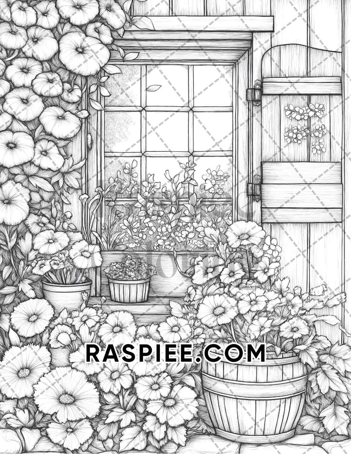 Fall Flowers Adult Coloring Pages Printable PDF Instant Download