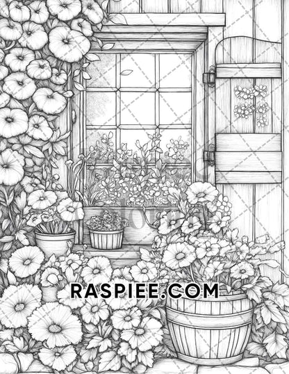 Fall Flowers Adult Coloring Pages Printable PDF Instant Download