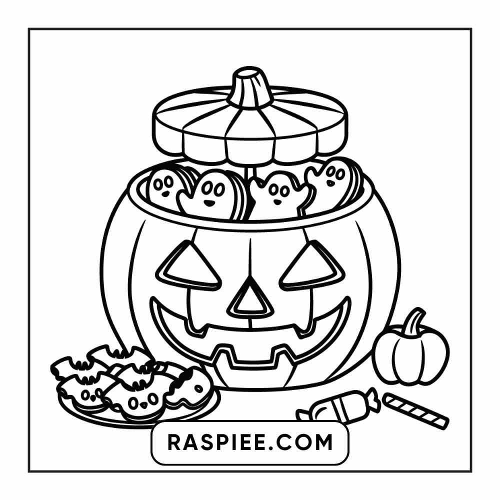 100 Bold Easy Spooky Food & Drinks Coloring Pages Printable PDF Instant Download