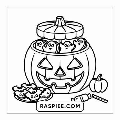 100 Bold Easy Spooky Food & Drinks Coloring Pages Printable PDF Instant Download
