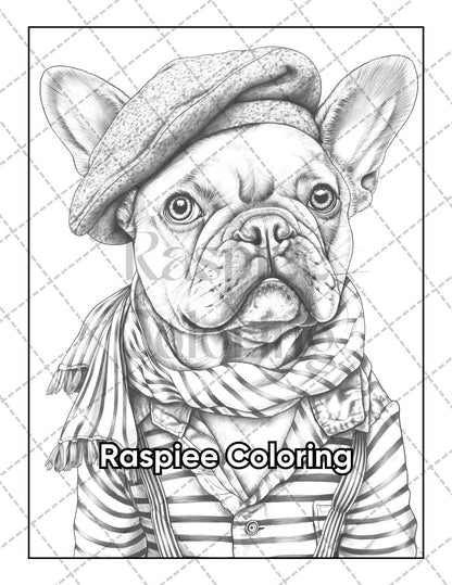 50 Dogs Dressed Up Adult Coloring Pages Printable PDF Instant Download