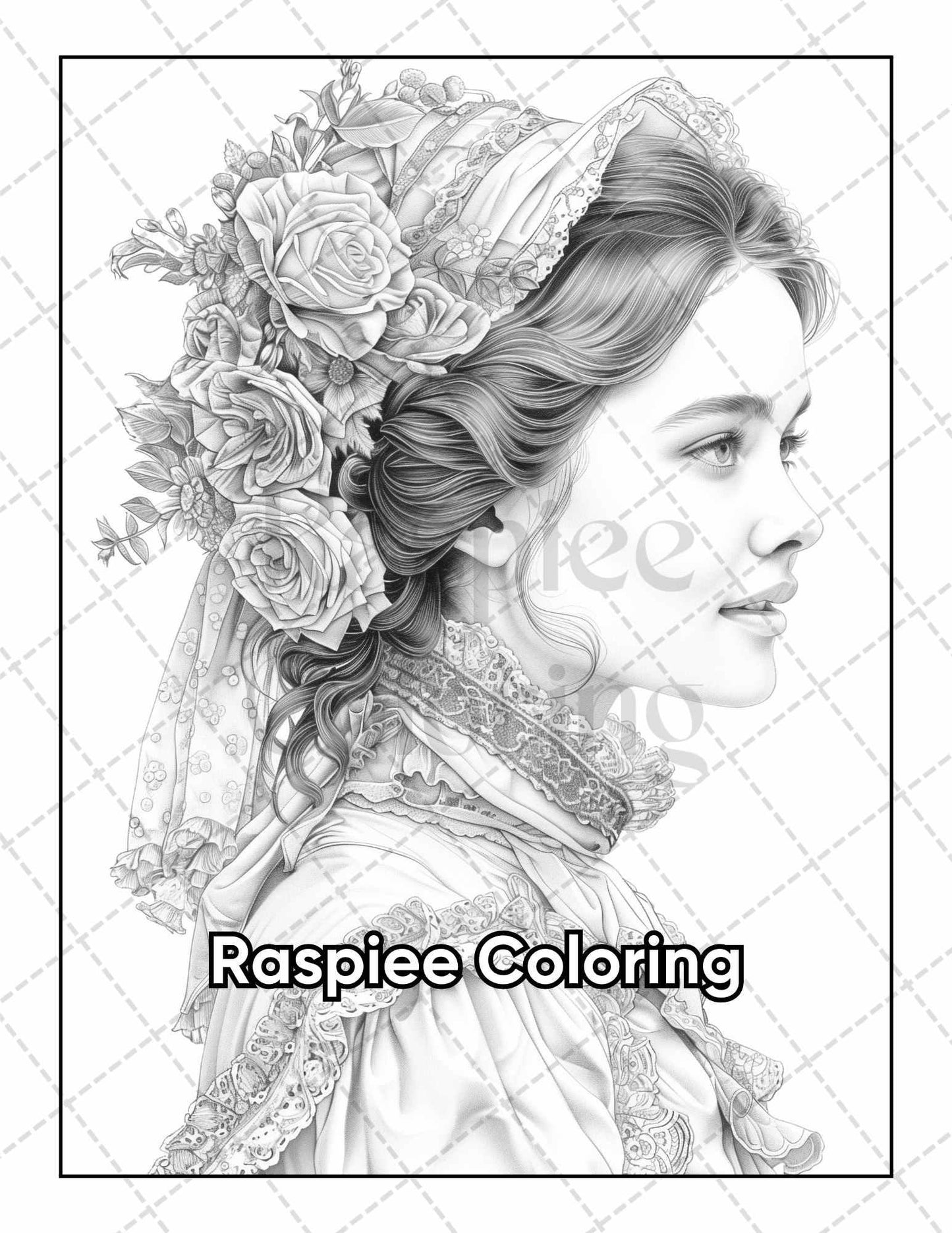 50 Victorian Portrait Adult Coloring Pages Printable PDF Instant Download