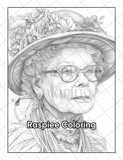 50 Victorian Portrait Adult Coloring Pages Printable PDF Instant Download