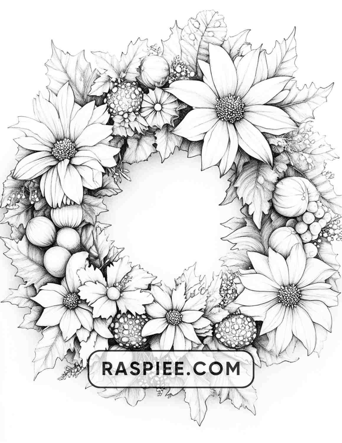 72 Christmas Wreaths Adult Coloring Pages