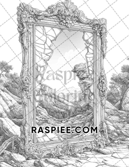 Halloween Surreal Adult Coloring Pages Printable PDF Instant Download
