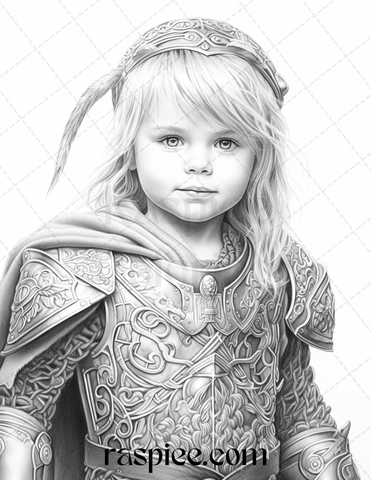 58 Little Viking Girls Boys Portrait Grayscale Coloring Pages Printable, PDF File Instant Download