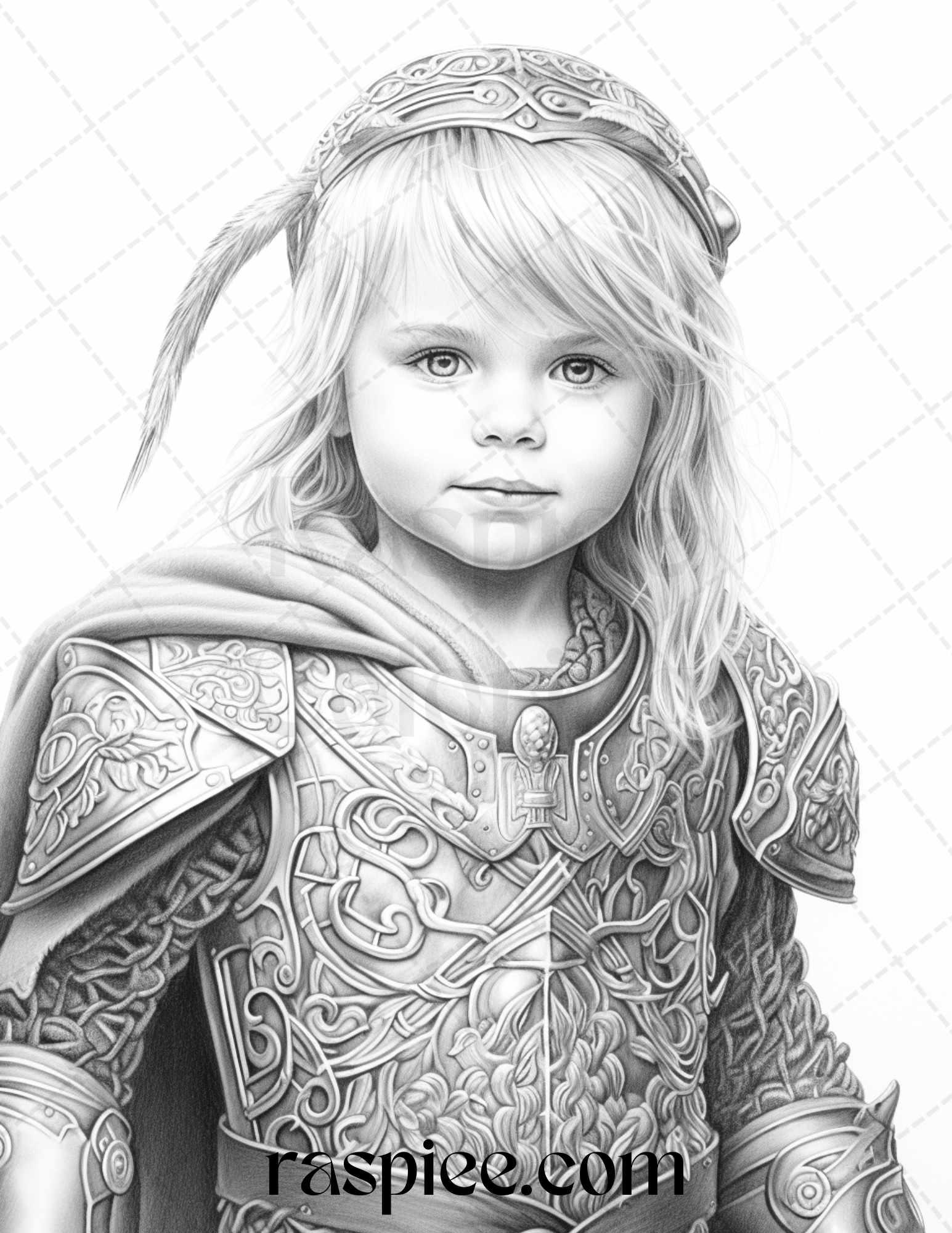 58 Little Viking Girls Boys Portrait Grayscale Coloring Pages Printable, PDF File Instant Download