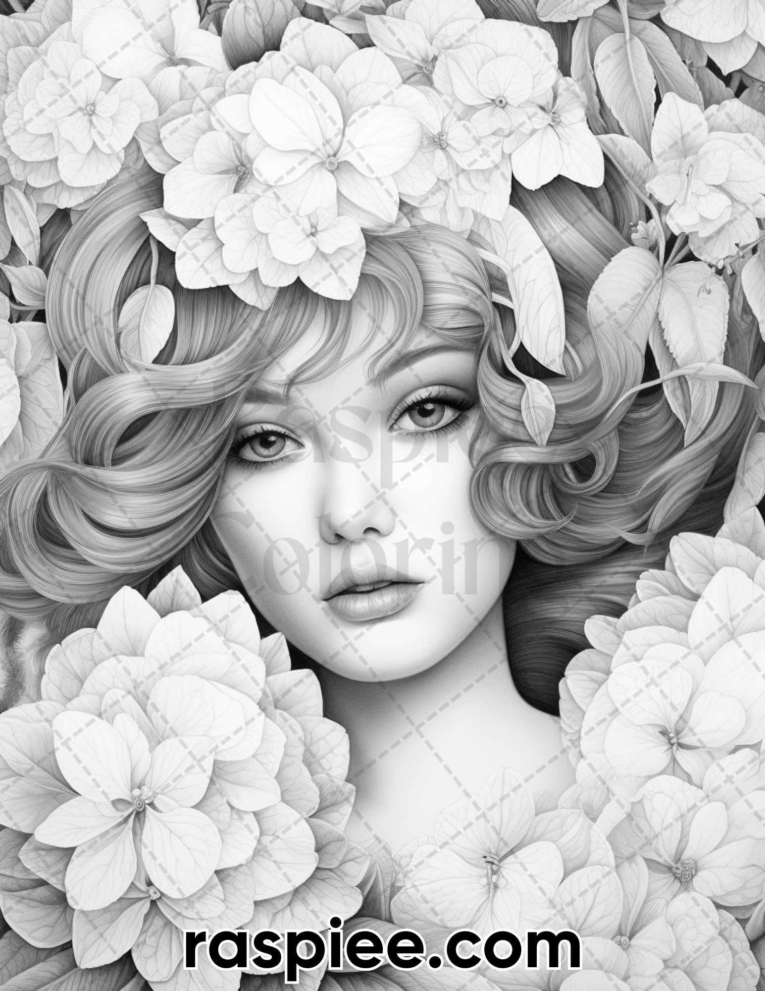 75 Flower Beauties Grayscale Adult Coloring Pages, Printable PDF Instant Download