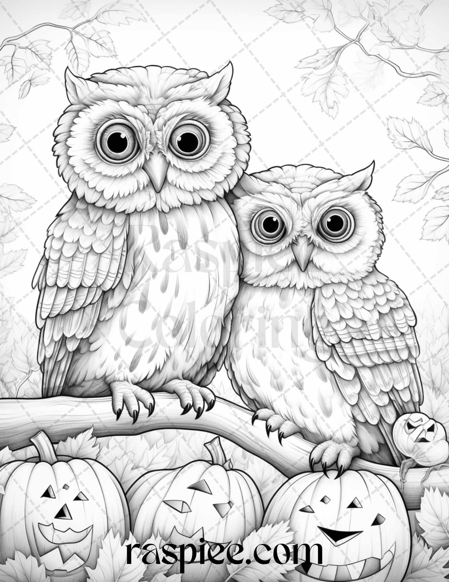 Autumn Animals Grayscale Coloring Pages for Adults and Kids, Printable PDF File Instant Download