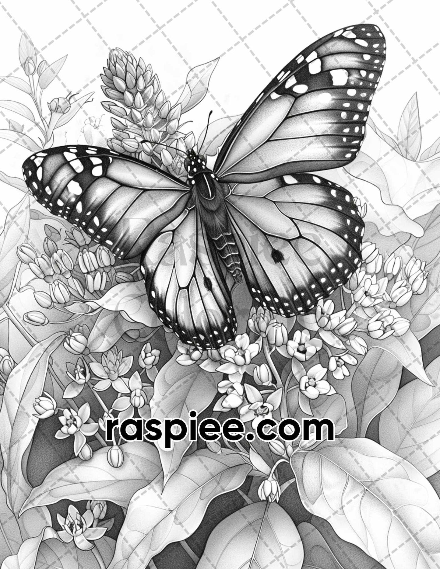 77 Butterflies and Moths Grayscale Adult Coloring Pages, Printable PDF Instant Download
