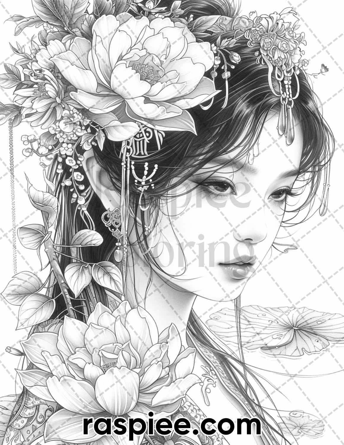 60 Traditional Japanese Tattoos Grayscale Adult Coloring Pages, Printable PDF Instant Download