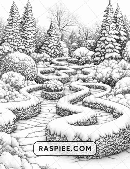 82 Winter Landscapes Adult Coloring Pages