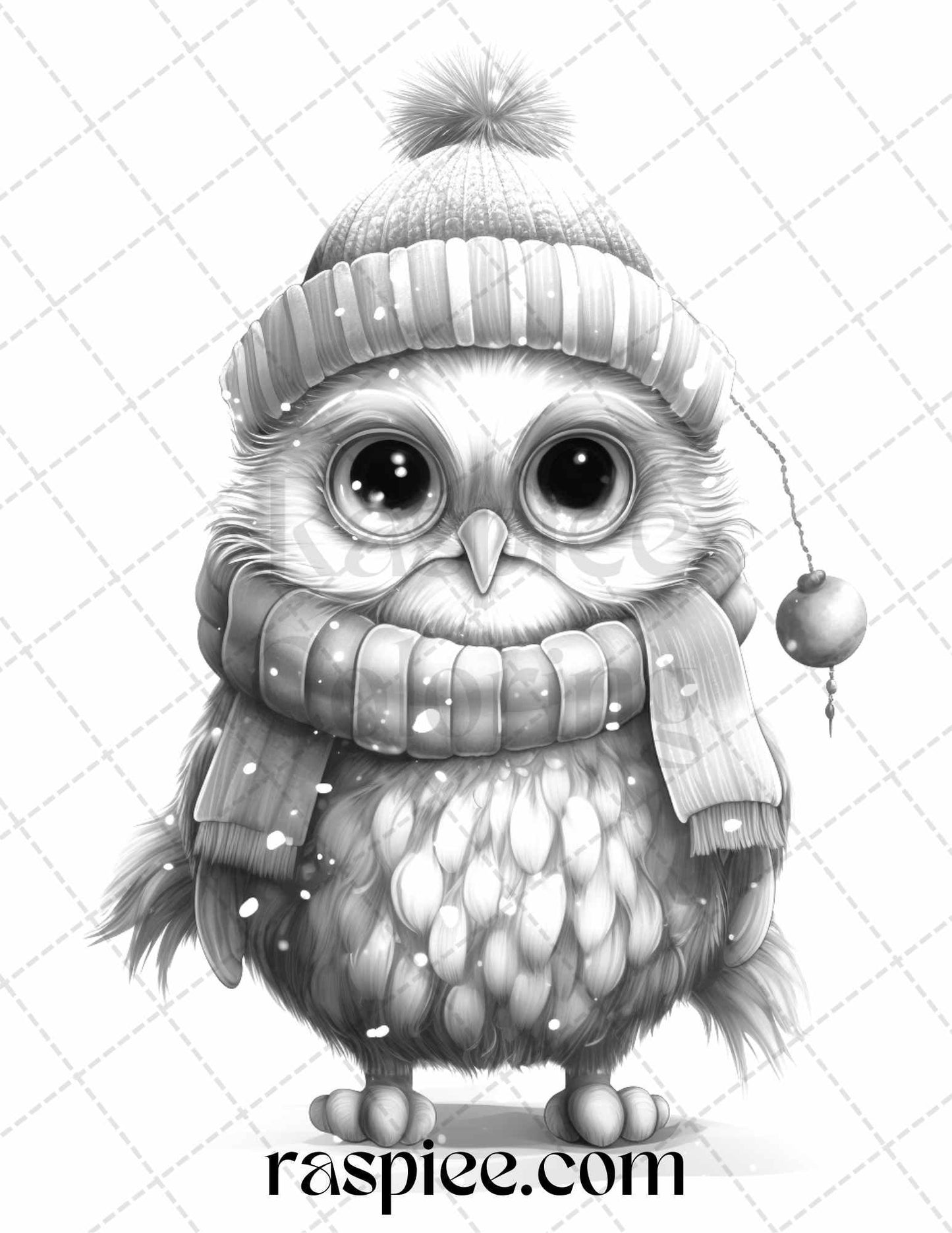 70 Christmas Critters Grayscale Coloring Pages Printable for Adults and Kids, PDF File Instant Download