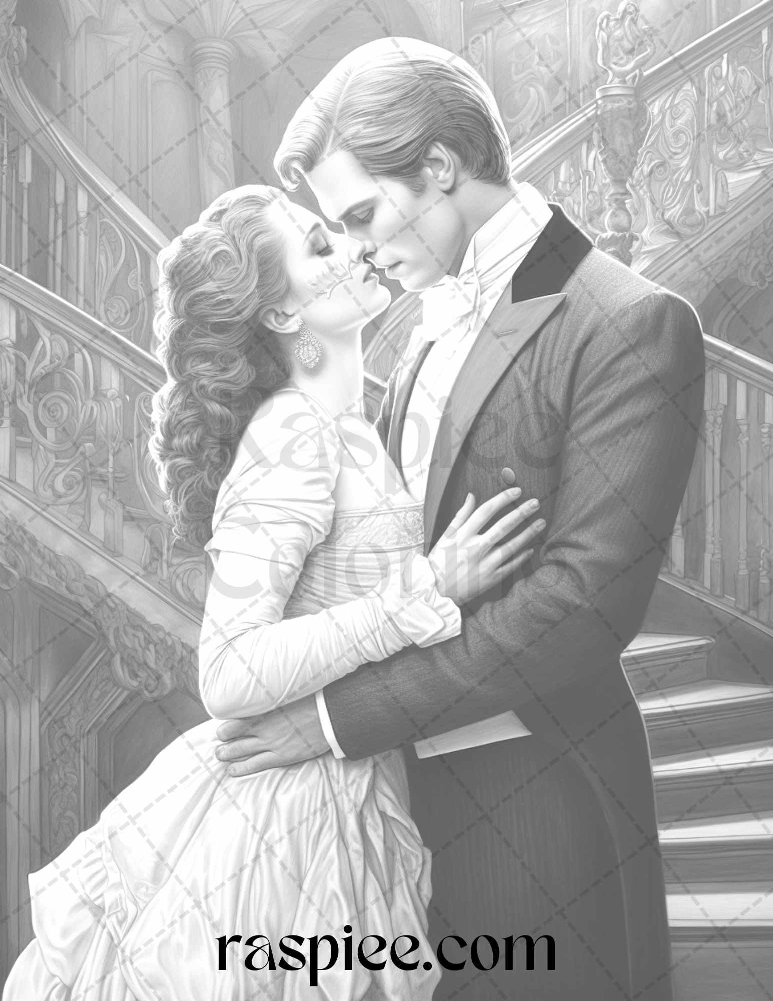 Phantom of the Opera Grayscale Coloring Pages Printable for Adults, PDF File Instant Download