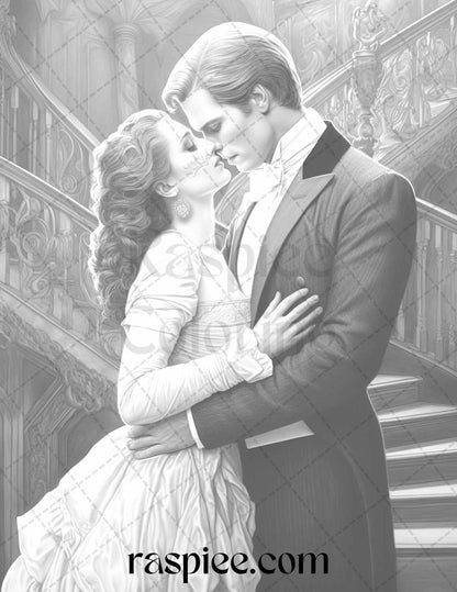Phantom of the Opera Grayscale Coloring Pages Printable for Adults, PDF File Instant Download
