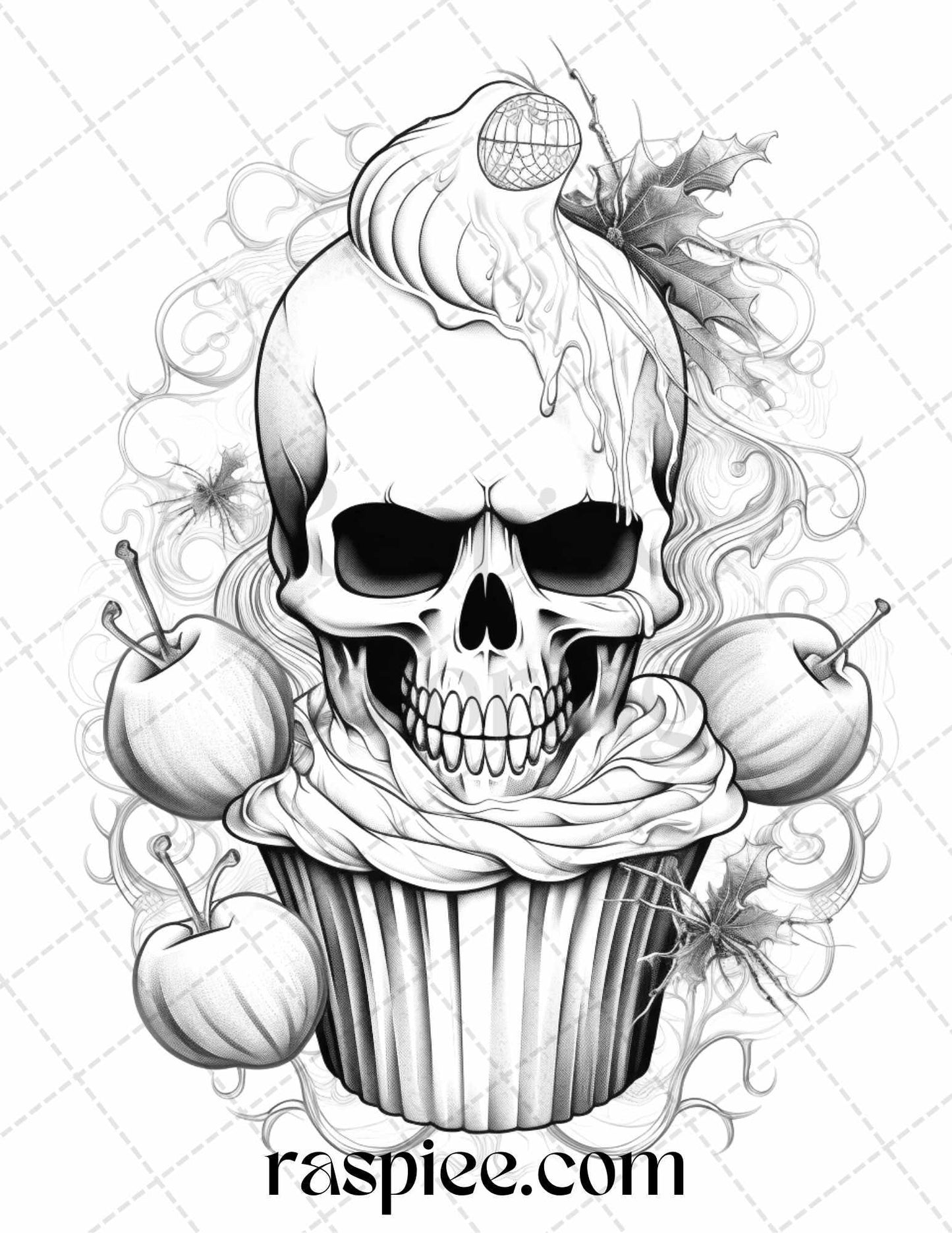 68 Halloween Spooky Desserts Grayscale Coloring Pages Printable for Adults, PDF File Instant Download