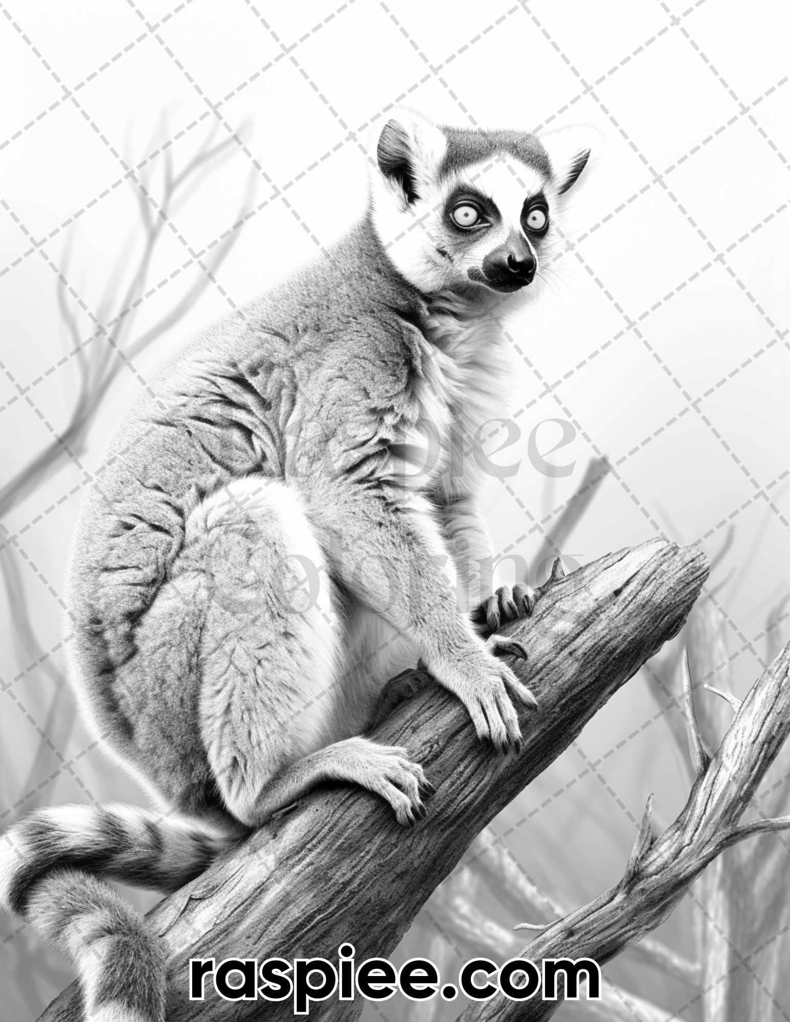 55 Wild Animals Grayscale Coloring Pages for Adults, Printable PDF Instant Download