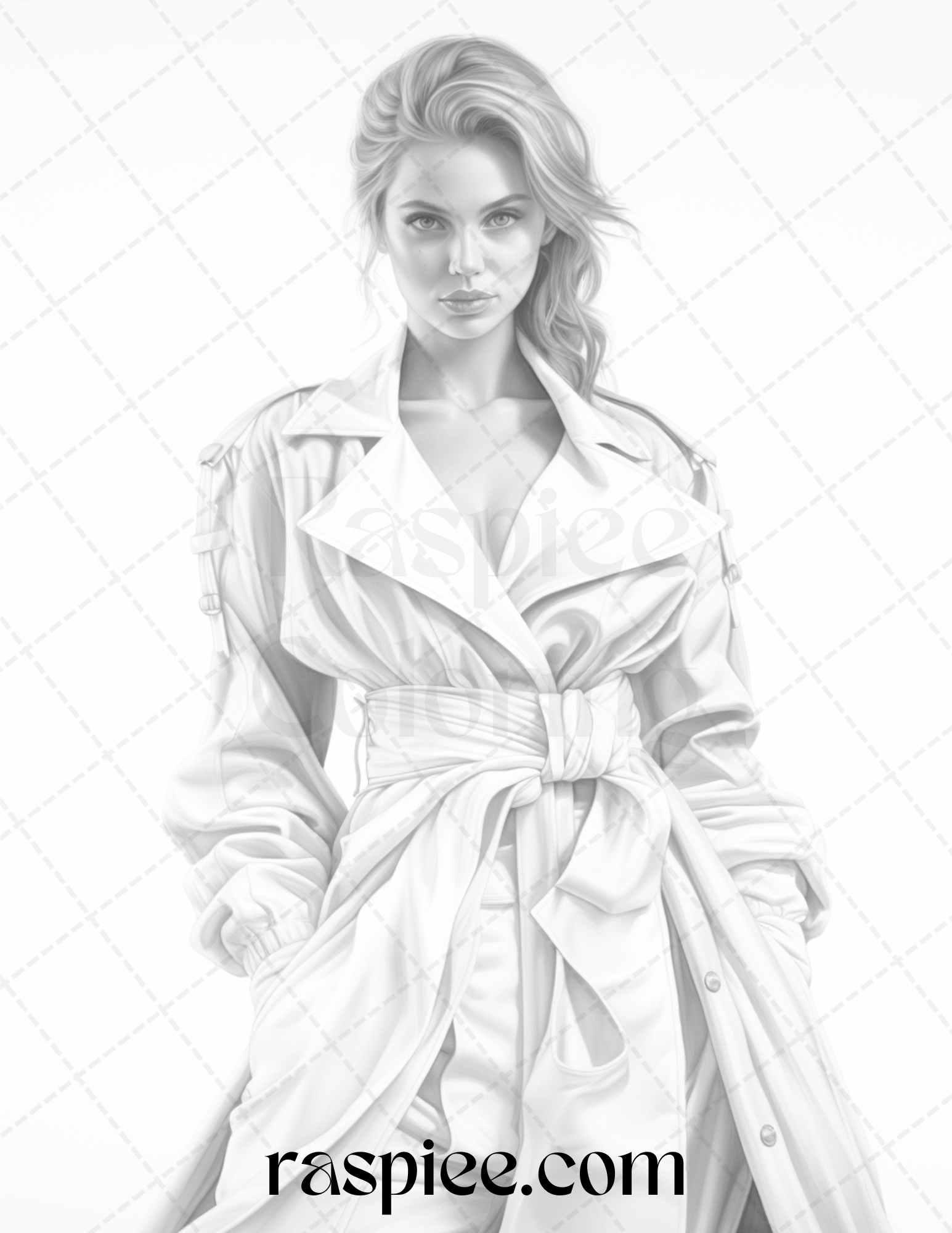 Fashion Show Grayscale Coloring Pages Printable for Adults, PDF File Instant Download