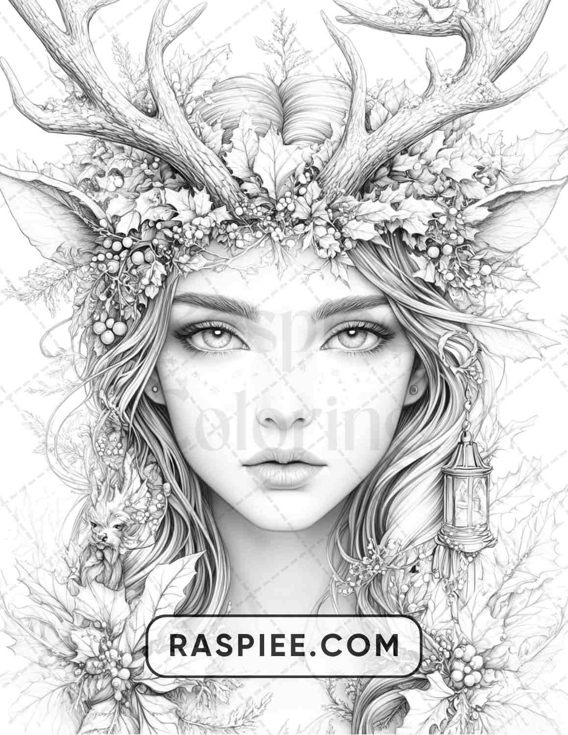 57 Winter Fairytale Portraits Adult Coloring Pages
