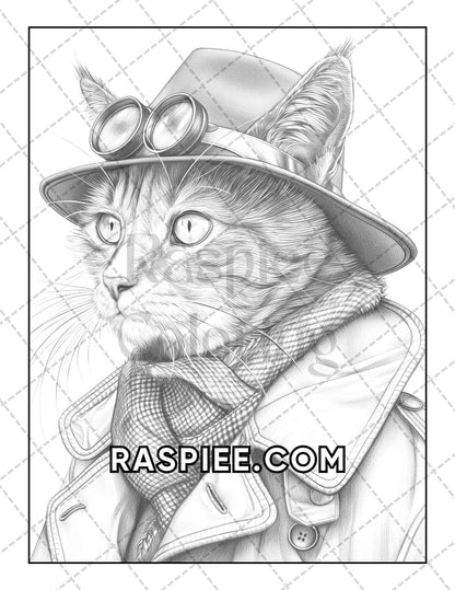 60 Cats Dressed Up Adult Coloring Pages Printable PDF Instant Download