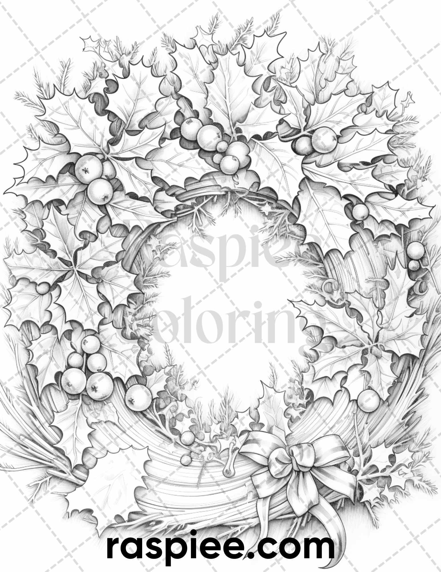 60 Merry Christmas Grayscale Coloring Pages Printable for Adult, Holiday Relaxation Art, PDF File Instant Download