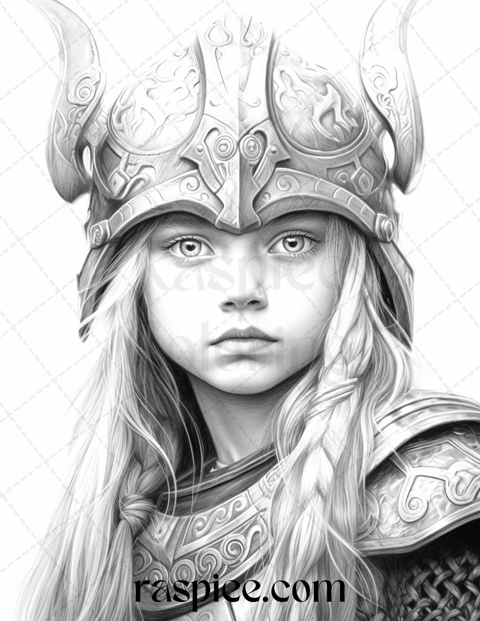 58 Little Viking Girls Boys Portrait Grayscale Coloring Pages Printable, PDF File Instant Download