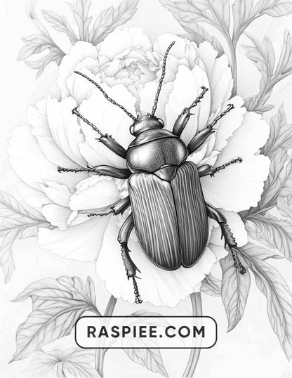 Insects and Flowers Adult Coloring Pages