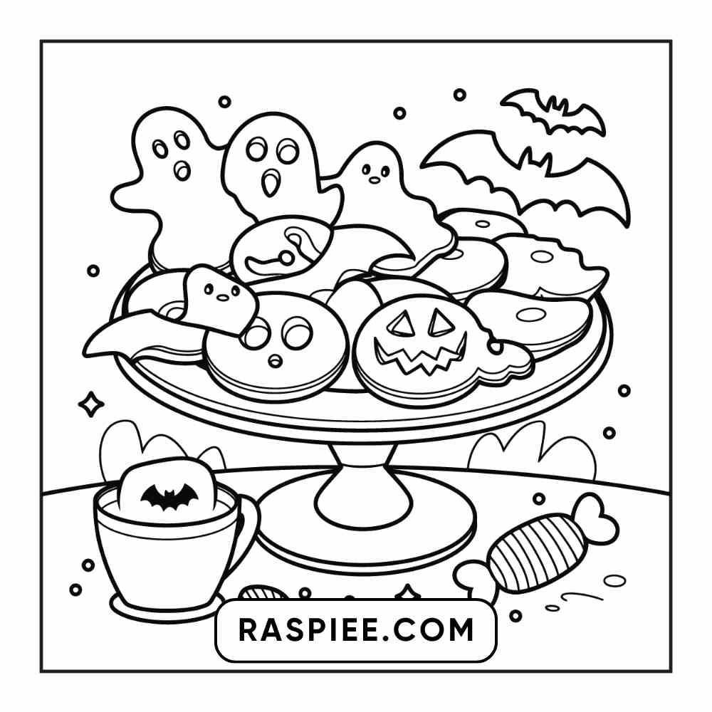 100 Bold Easy Spooky Food & Drinks Coloring Pages Printable PDF Instant Download