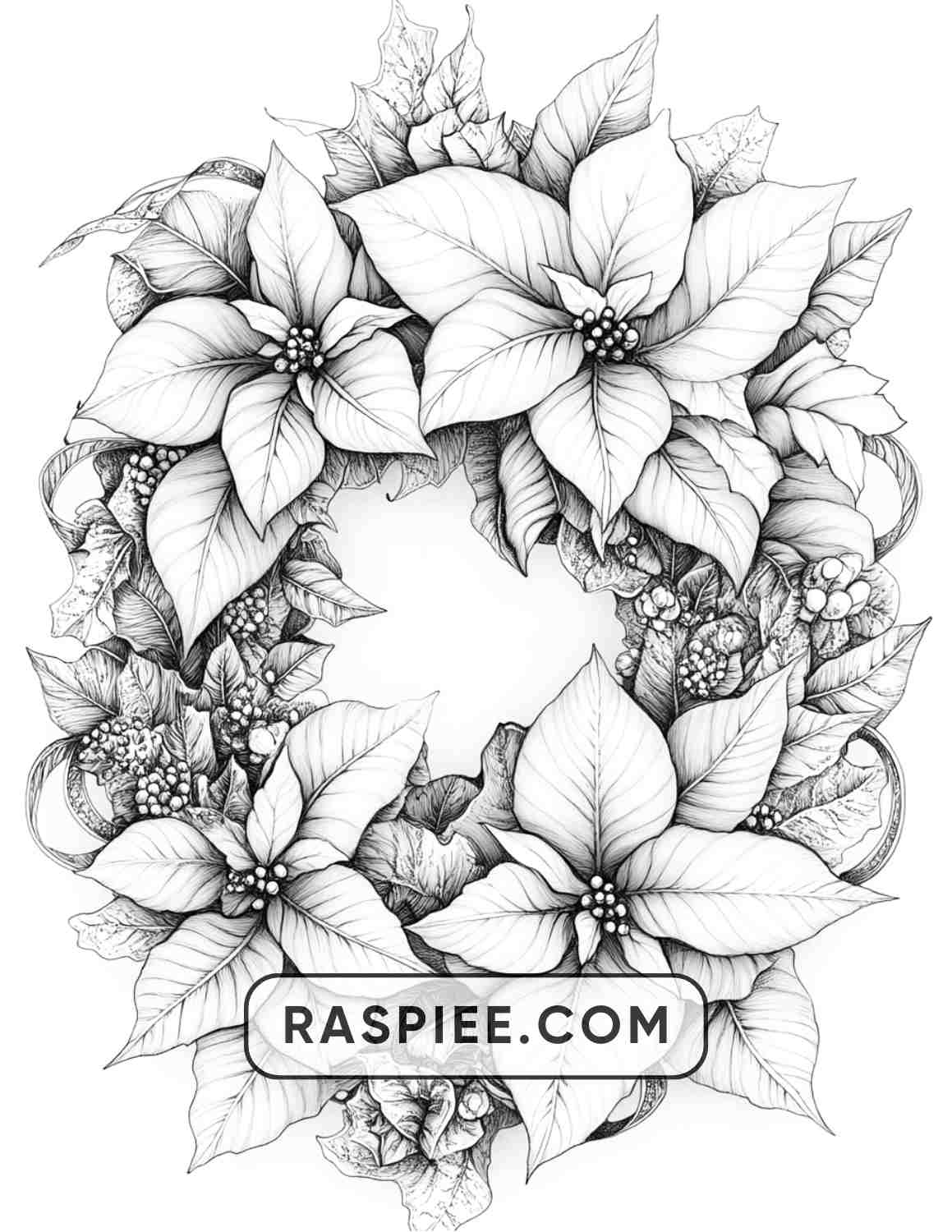 72 Christmas Wreaths Adult Coloring Pages