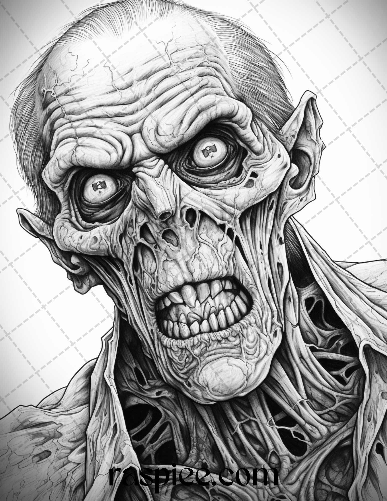 60 Halloween Vampire Grayscale Coloring Pages Printable for Adults, PDF File Instant Download