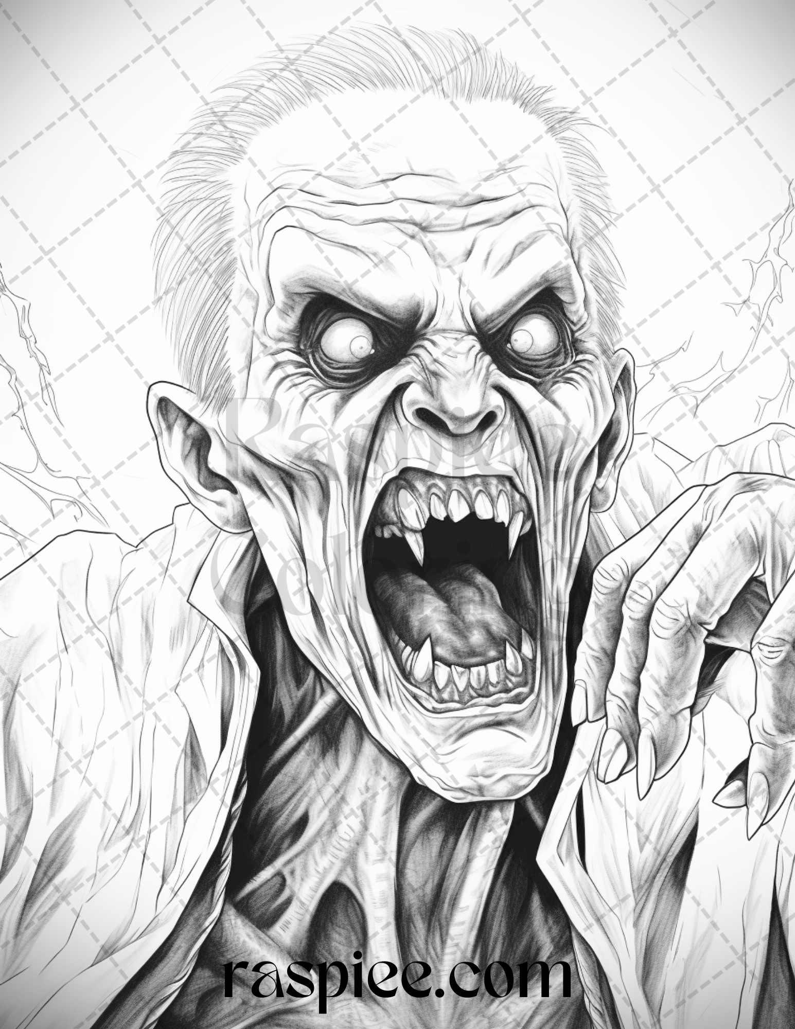 60 Halloween Vampire Grayscale Coloring Pages Printable for Adults, PDF File Instant Download