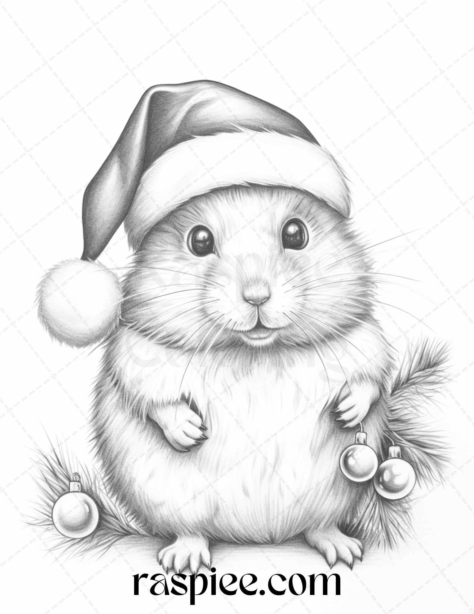 70 Christmas Animals Grayscale Coloring Pages Printable for Adults, PDF File Instant Download