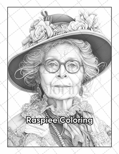 50 Victorian Portrait Adult Coloring Pages Printable PDF Instant Download