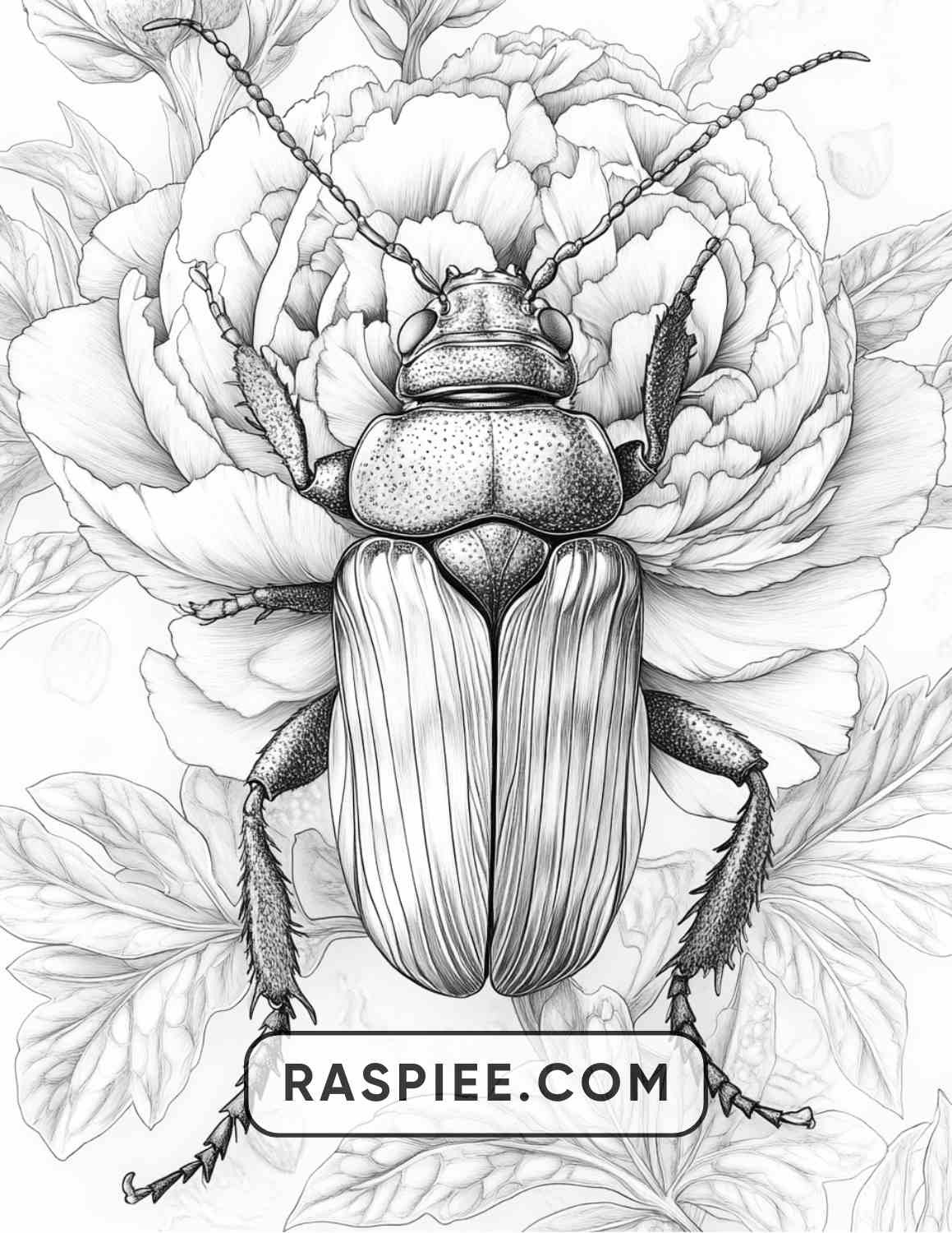 Insects and Flowers Adult Coloring Pages